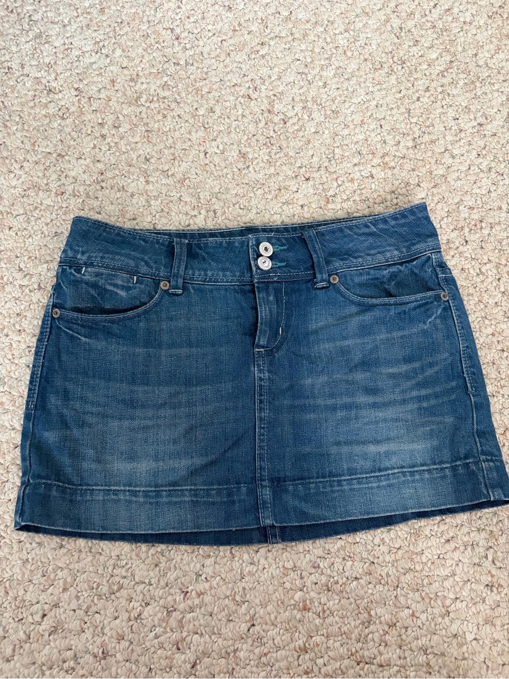 Vintage American Eagle Denim Mini Skirt in Dark Blue